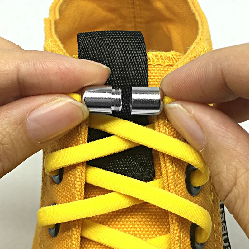 Round Metal lock Shoelaces Elastic Quick Safety No Tie Shoelace All Kinds Shoes Leisure Sneakers Lazy laces