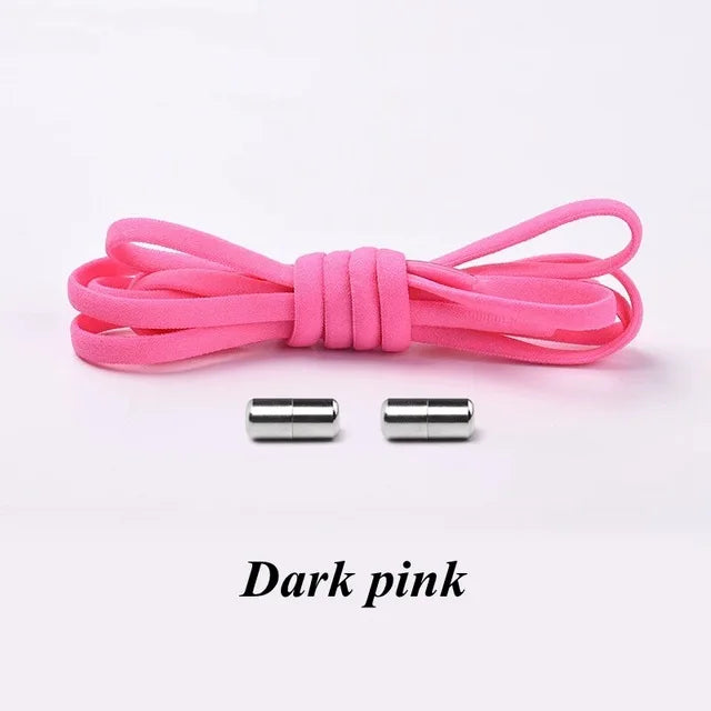 Round Metal lock Shoelaces Elastic Quick Safety No Tie Shoelace All Kinds Shoes Leisure Sneakers Lazy laces