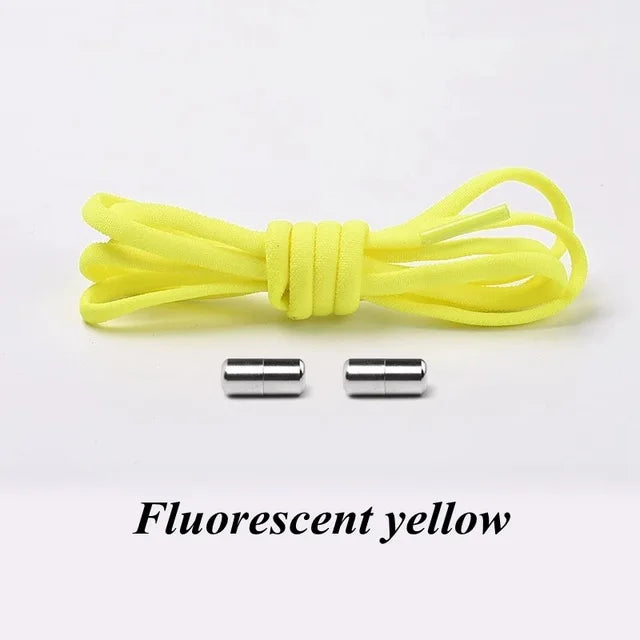 Round Metal lock Shoelaces Elastic Quick Safety No Tie Shoelace All Kinds Shoes Leisure Sneakers Lazy laces