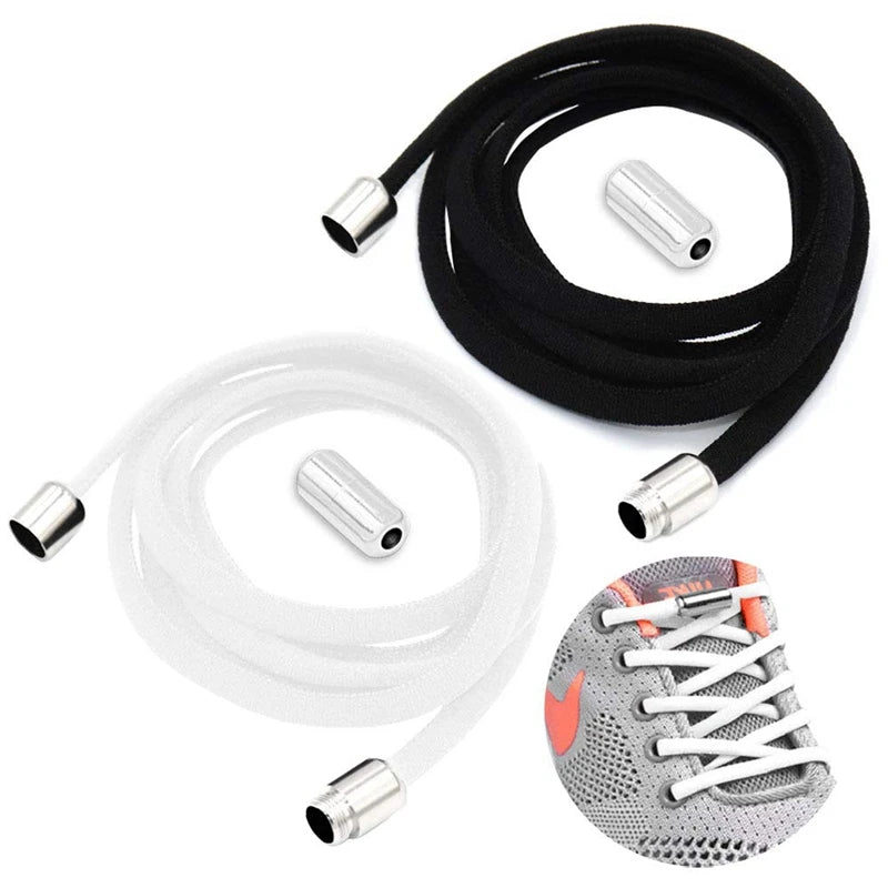 Round Metal lock Shoelaces Elastic Quick Safety No Tie Shoelace All Kinds Shoes Leisure Sneakers Lazy laces