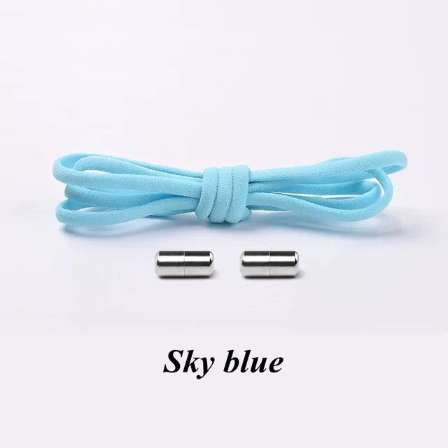 Round Metal lock Shoelaces Elastic Quick Safety No Tie Shoelace All Kinds Shoes Leisure Sneakers Lazy laces