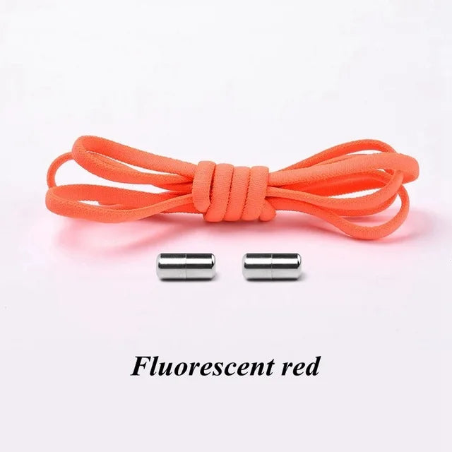 Round Metal lock Shoelaces Elastic Quick Safety No Tie Shoelace All Kinds Shoes Leisure Sneakers Lazy laces