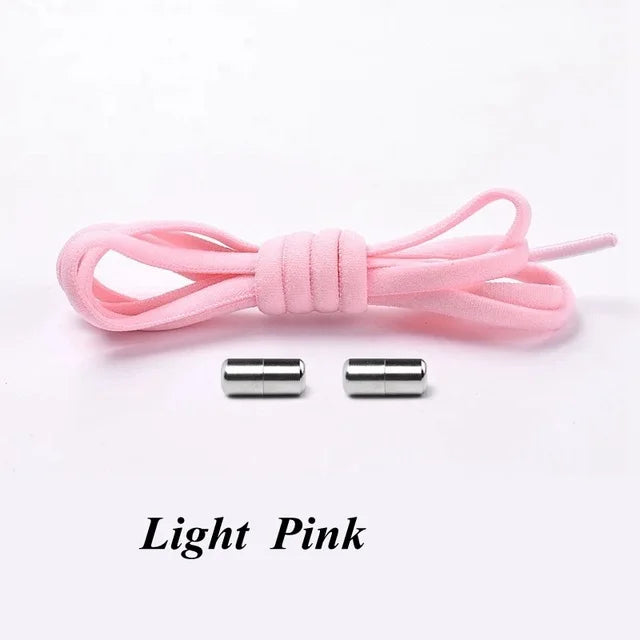 Round Metal lock Shoelaces Elastic Quick Safety No Tie Shoelace All Kinds Shoes Leisure Sneakers Lazy laces
