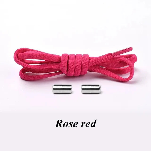 Round Metal lock Shoelaces Elastic Quick Safety No Tie Shoelace All Kinds Shoes Leisure Sneakers Lazy laces