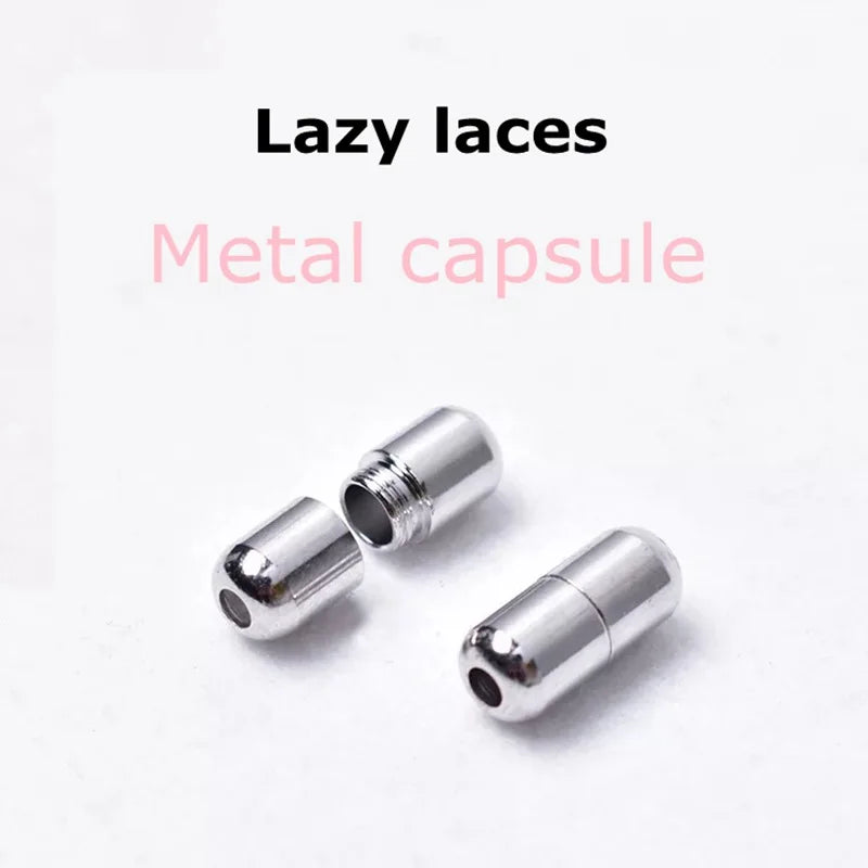 Round Metal lock Shoelaces Elastic Quick Safety No Tie Shoelace All Kinds Shoes Leisure Sneakers Lazy laces