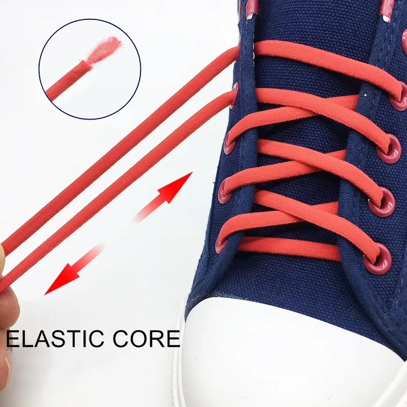 Round Metal lock Shoelaces Elastic Quick Safety No Tie Shoelace All Kinds Shoes Leisure Sneakers Lazy laces