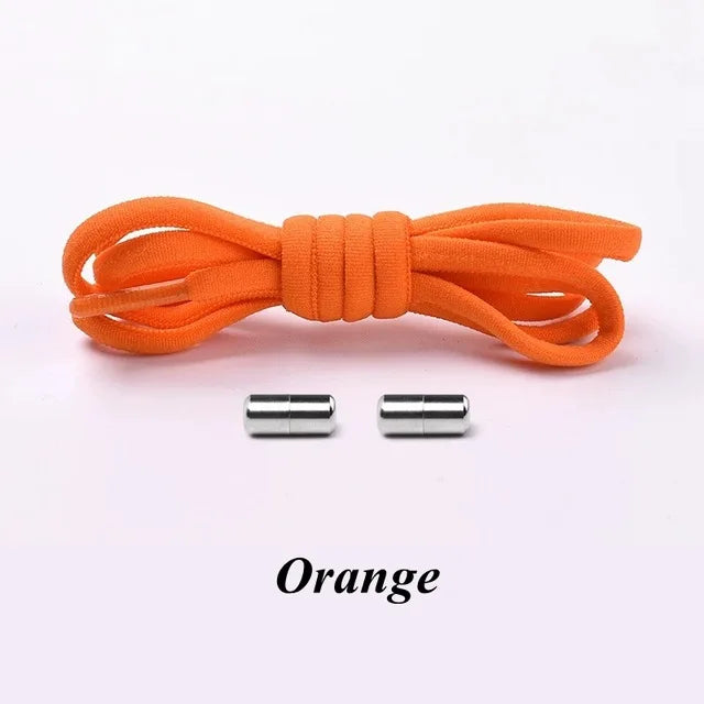 Round Metal lock Shoelaces Elastic Quick Safety No Tie Shoelace All Kinds Shoes Leisure Sneakers Lazy laces