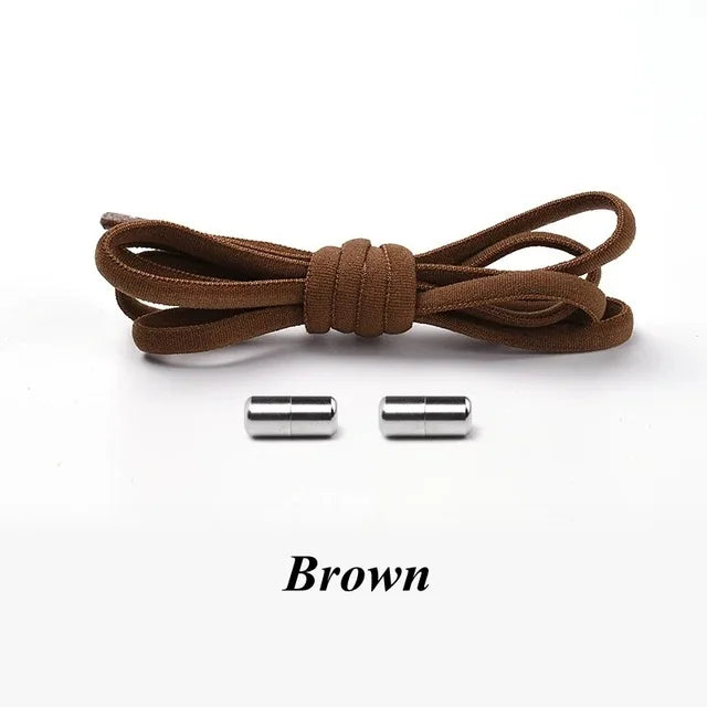 Round Metal lock Shoelaces Elastic Quick Safety No Tie Shoelace All Kinds Shoes Leisure Sneakers Lazy laces