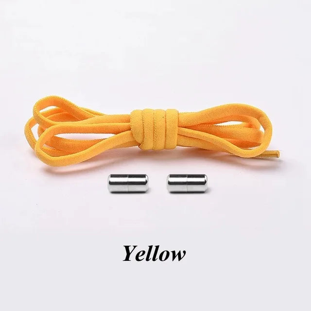 Round Metal lock Shoelaces Elastic Quick Safety No Tie Shoelace All Kinds Shoes Leisure Sneakers Lazy laces