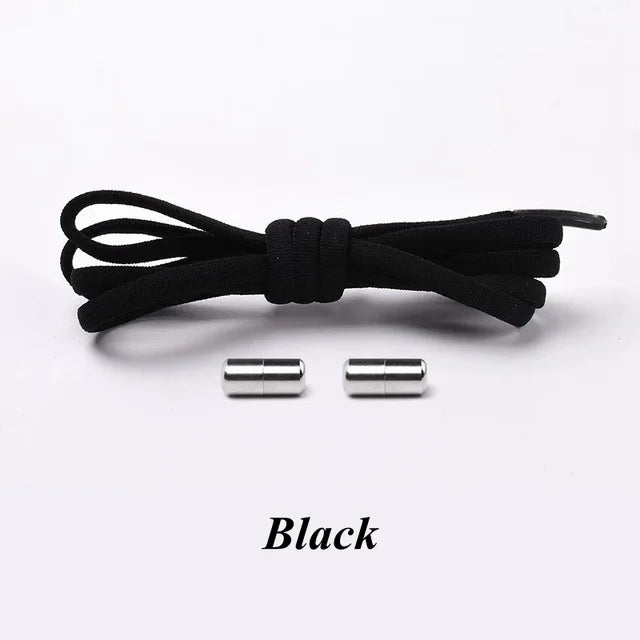 Round Metal lock Shoelaces Elastic Quick Safety No Tie Shoelace All Kinds Shoes Leisure Sneakers Lazy laces
