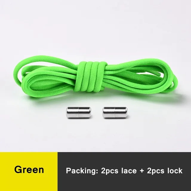 Round Metal lock Shoelaces Elastic Quick Safety No Tie Shoelace All Kinds Shoes Leisure Sneakers Lazy laces