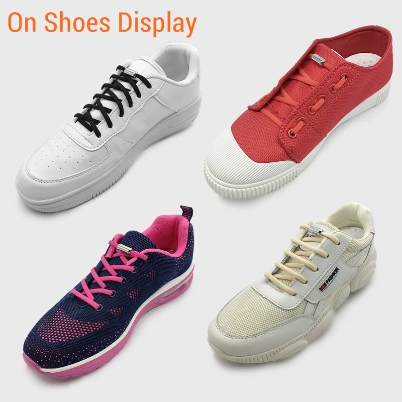 Round Metal lock Shoelaces Elastic Quick Safety No Tie Shoelace All Kinds Shoes Leisure Sneakers Lazy laces