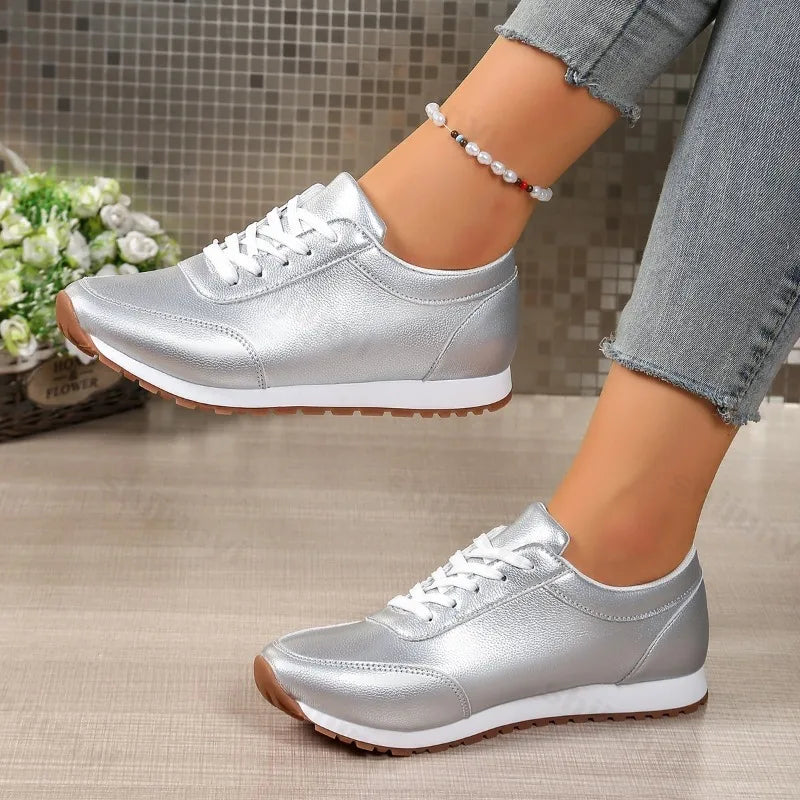 Fashion Low Top Casual Sports Single Shoes for Women's 2025 Autumn Versatile Comfortable Non Slip Wedge Heel Vulcanize Sneakers