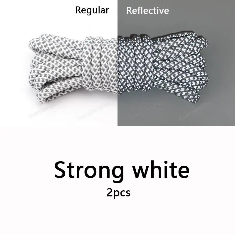 Rainbow Reflective Shoelaces Quality Sneakers Shoelaces Round Laces for Shoes Diameter 0.4cm 100/120/140/160cm 1Pair Shoestrings