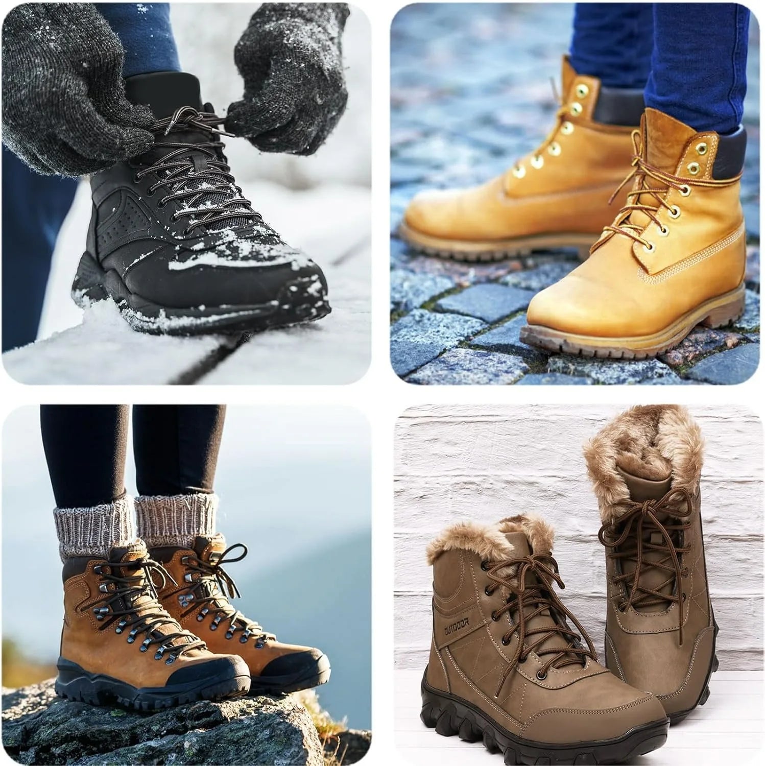 2 Paar klassische runde Schnürsenkel für Turnschuhe, Stiefel, Wanderschuhe, Oxfordschnürsenkel, strapazierfähig und langlebig