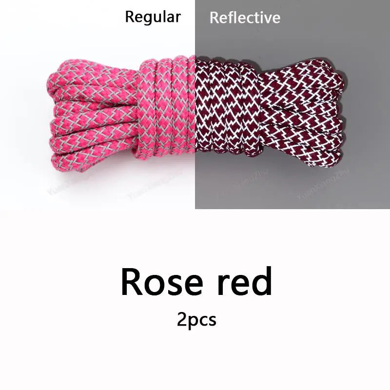 Rainbow Reflective Shoelaces Quality Sneakers Shoelaces Round Laces for Shoes Diameter 0.4cm 100/120/140/160cm 1Pair Shoestrings