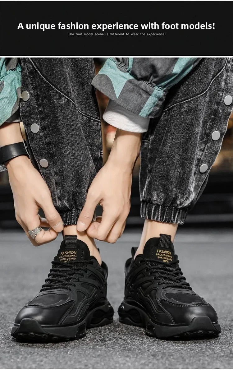 Herren Atmungsaktive Frühling Herbst Neue Sportschuhe Lässige Dad-Sneaker Dicke Sohle Flache Schnürschuhe Laufschuhe für Jugendliche