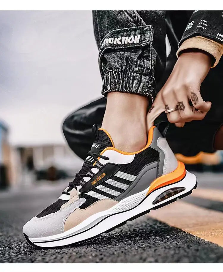 Atmungsaktive Mesh Sportschuhe Koreanischer Modetrend Reise-Laufschuhe Legere Herren-Sneaker Flacher Absatz Kreuzschnallen-Design