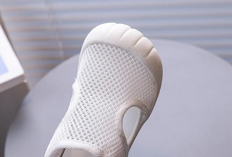 Kids Summer Sandals Air Mesh Sporty Leisure Boys Girls Casual Shoes Hook-loop Non-slip Black White Children Sneakers 21-30