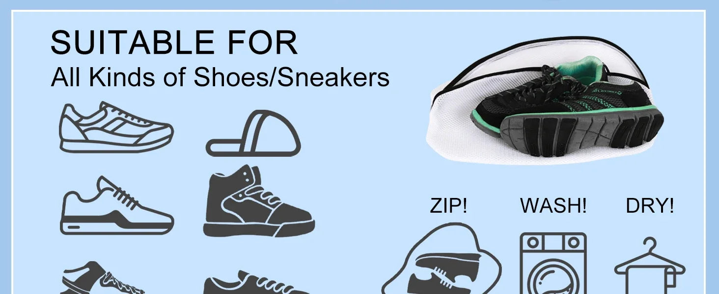 Schuh-Waschbeutel, Aufbewahrungsbeutel, Netz-Wäschesack für Schuhe mit Reißverschluss für Turnschuhe, Laufschuhe, Socken, BHs Organizer