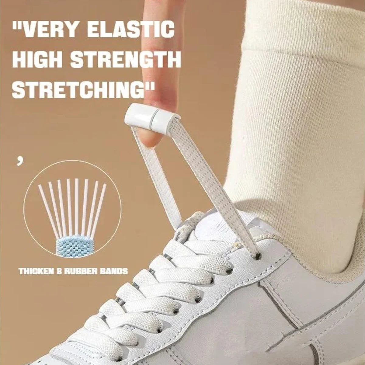 Magnetic Lock No-Tie Shoelaces, Flat Elastic Lazy Laces for Adults & Kids, Suitable for Sneakers & Boots