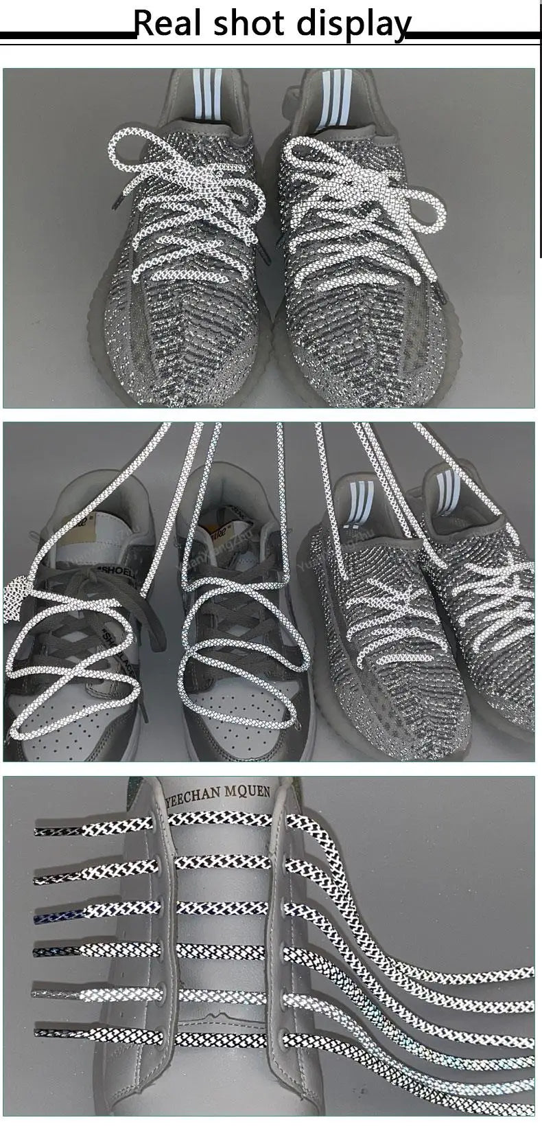 Rainbow Reflective Shoelaces Quality Sneakers Shoelaces Round Laces for Shoes Diameter 0.4cm 100/120/140/160cm 1Pair Shoestrings