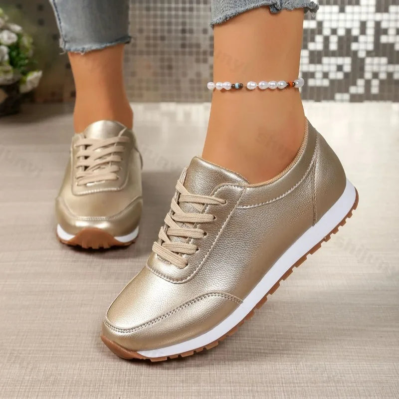 Fashion Low Top Casual Sports Single Shoes for Women's 2025 Autumn Versatile Comfortable Non Slip Wedge Heel Vulcanize Sneakers