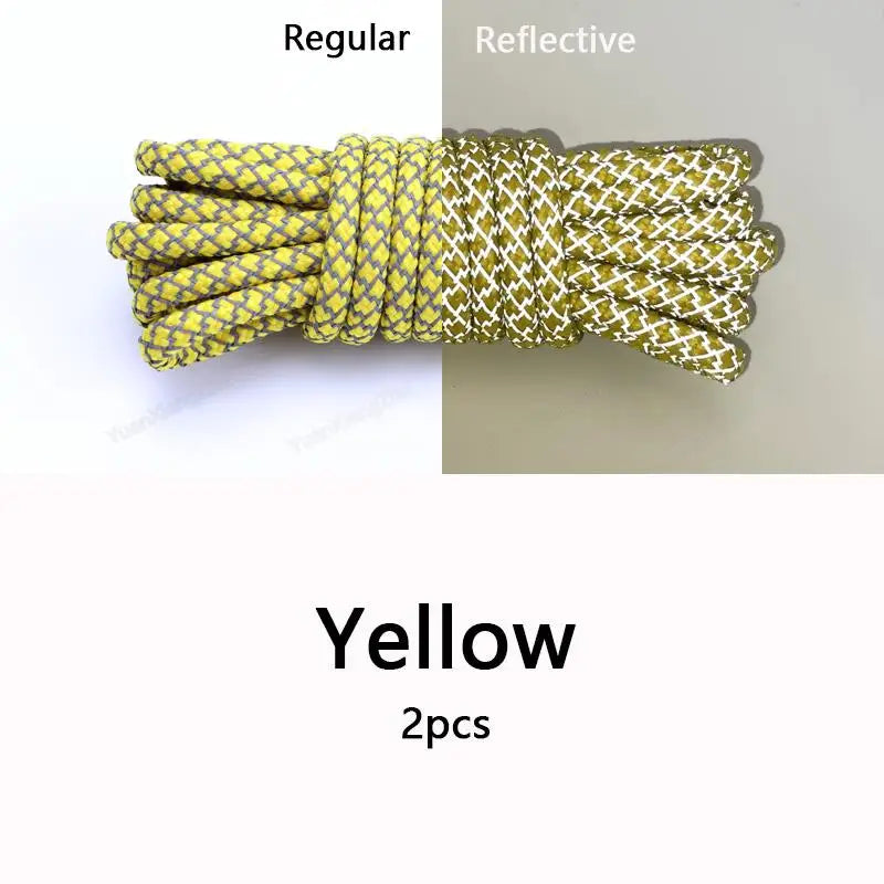 Rainbow Reflective Shoelaces Quality Sneakers Shoelaces Round Laces for Shoes Diameter 0.4cm 100/120/140/160cm 1Pair Shoestrings