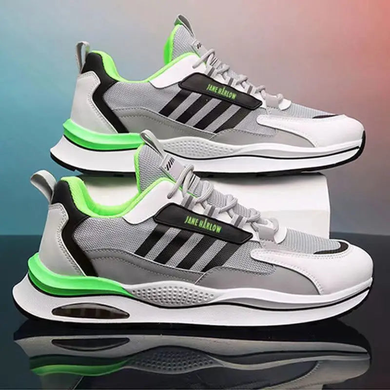 Breathable Mesh Sports Shoes Korean Fashion Trend Travel Running Shoes Casual Men's Sneakers Flat Heel Cross Buckle Design
