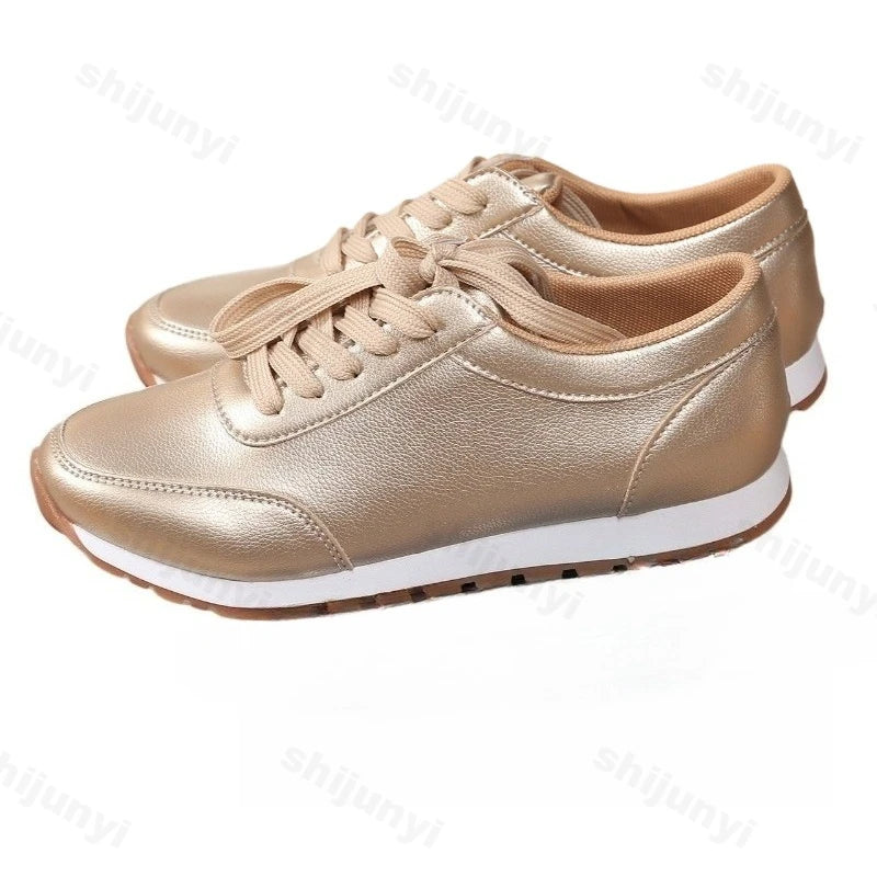 Modische niedrige Freizeitsportschuhe für Damen, Herbst 2025, vielseitig, bequem, rutschfest, mit Keilabsatz, vulkanisierte Sneaker