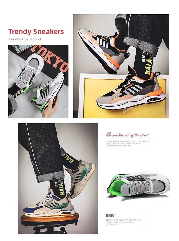 Atmungsaktive Mesh Sportschuhe Koreanischer Modetrend Reise-Laufschuhe Legere Herren-Sneaker Flacher Absatz Kreuzschnallen-Design