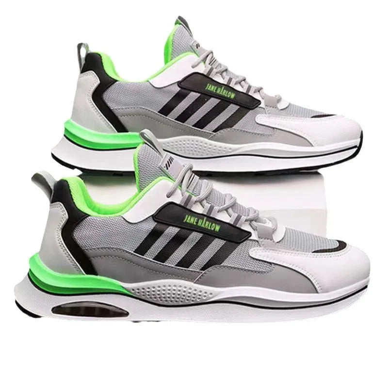 Breathable Mesh Sports Shoes Korean Fashion Trend Travel Running Shoes Casual Men's Sneakers Flat Heel Cross Buckle Design