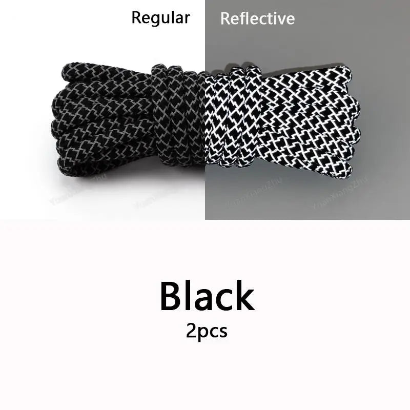 Rainbow Reflective Shoelaces Quality Sneakers Shoelaces Round Laces for Shoes Diameter 0.4cm 100/120/140/160cm 1Pair Shoestrings