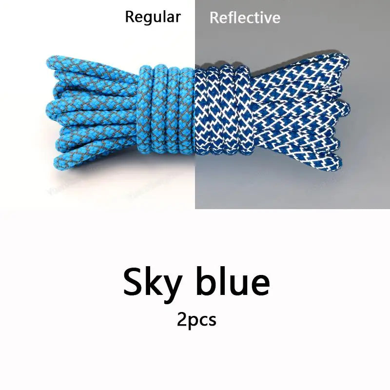Rainbow Reflective Shoelaces Quality Sneakers Shoelaces Round Laces for Shoes Diameter 0.4cm 100/120/140/160cm 1Pair Shoestrings