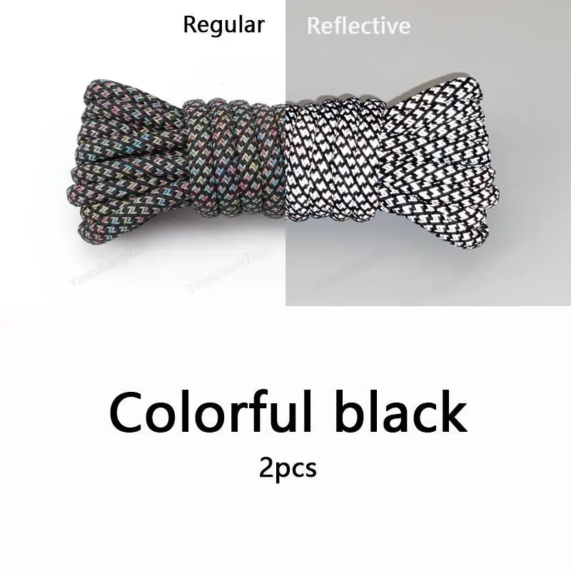 Rainbow Reflective Shoelaces Quality Sneakers Shoelaces Round Laces for Shoes Diameter 0.4cm 100/120/140/160cm 1Pair Shoestrings