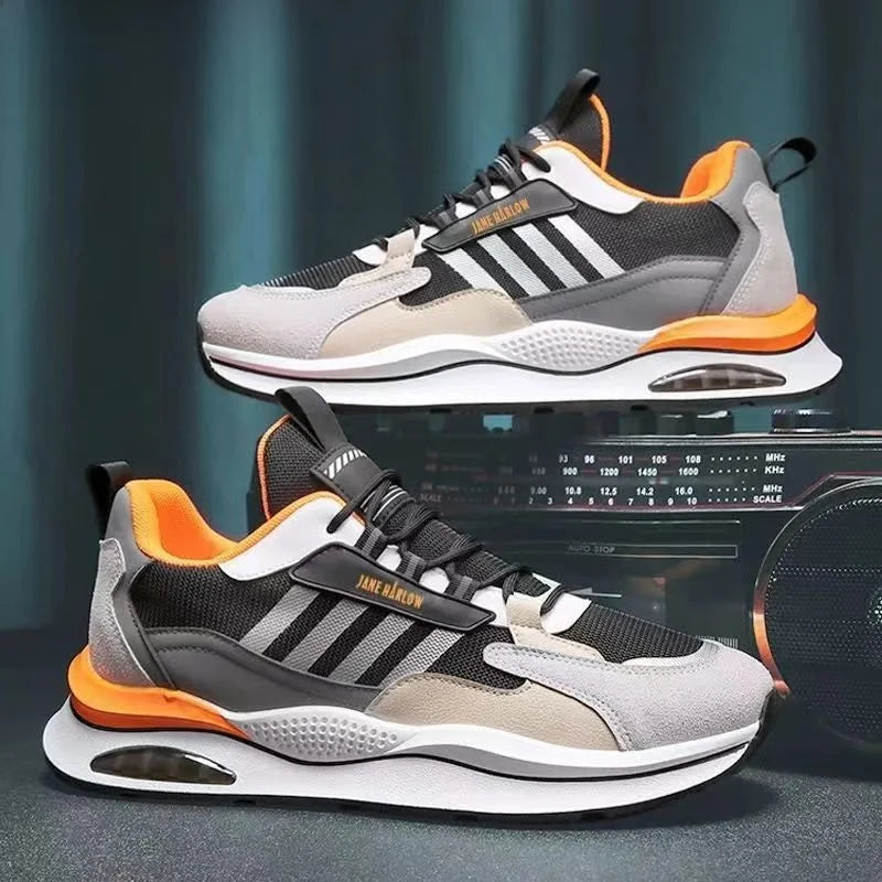 Atmungsaktive Mesh Sportschuhe Koreanischer Modetrend Reise-Laufschuhe Legere Herren-Sneaker Flacher Absatz Kreuzschnallen-Design