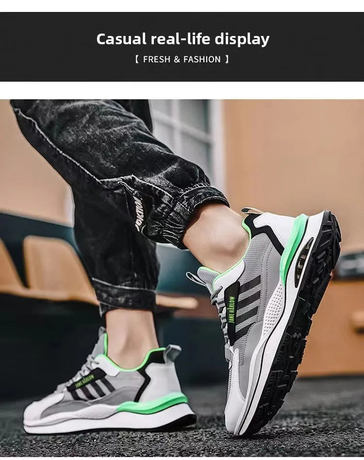 Atmungsaktive Mesh Sportschuhe Koreanischer Modetrend Reise-Laufschuhe Legere Herren-Sneaker Flacher Absatz Kreuzschnallen-Design