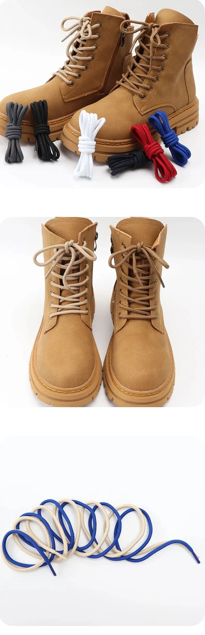 2 Paar klassische runde Schnürsenkel für Turnschuhe, Stiefel, Wanderschuhe, Oxfordschnürsenkel, strapazierfähig und langlebig