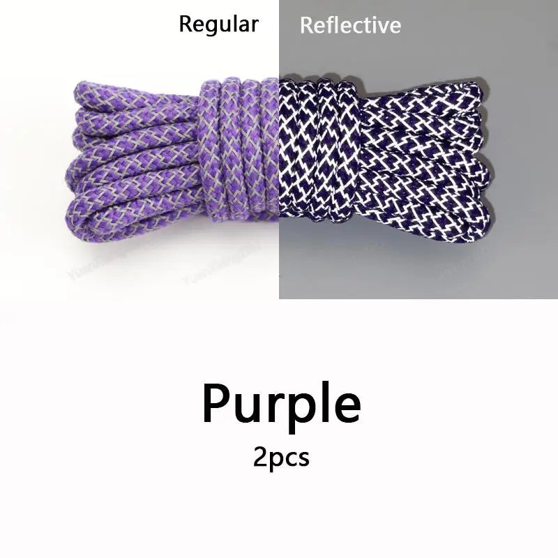 Rainbow Reflective Shoelaces Quality Sneakers Shoelaces Round Laces for Shoes Diameter 0.4cm 100/120/140/160cm 1Pair Shoestrings