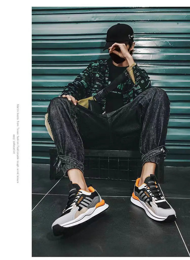 Atmungsaktive Mesh Sportschuhe Koreanischer Modetrend Reise-Laufschuhe Legere Herren-Sneaker Flacher Absatz Kreuzschnallen-Design