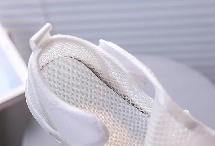 Kids Summer Sandals Air Mesh Sporty Leisure Boys Girls Casual Shoes Hook-loop Non-slip Black White Children Sneakers 21-30