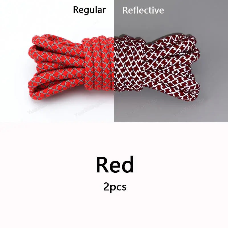 Rainbow Reflective Shoelaces Quality Sneakers Shoelaces Round Laces for Shoes Diameter 0.4cm 100/120/140/160cm 1Pair Shoestrings