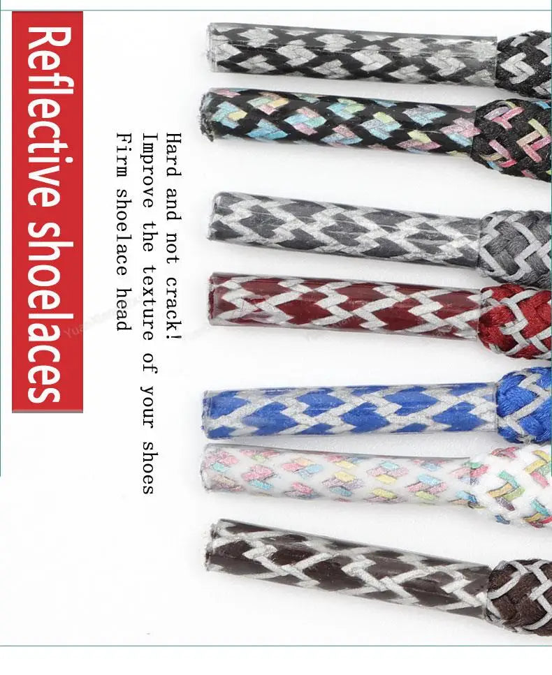 Rainbow Reflective Shoelaces Quality Sneakers Shoelaces Round Laces for Shoes Diameter 0.4cm 100/120/140/160cm 1Pair Shoestrings