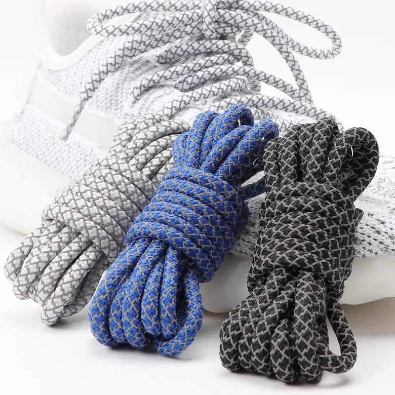 Rainbow Reflective Shoelaces Quality Sneakers Shoelaces Round Laces for Shoes Diameter 0.4cm 100/120/140/160cm 1Pair Shoestrings