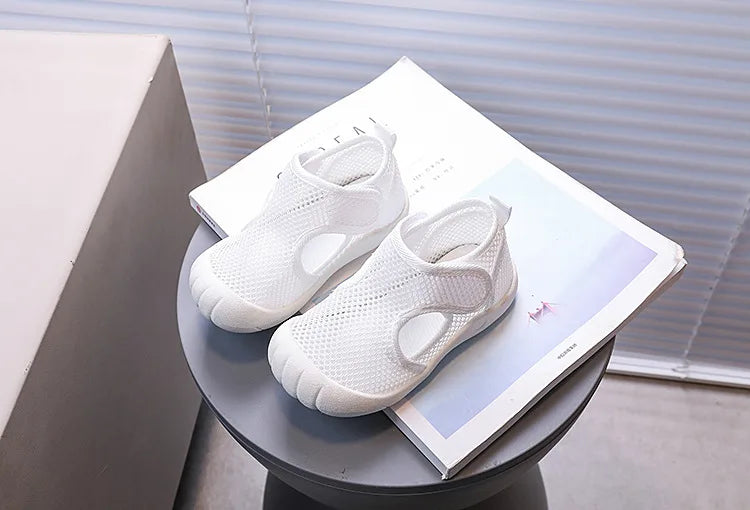 Kids Summer Sandals Air Mesh Sporty Leisure Boys Girls Casual Shoes Hook-loop Non-slip Black White Children Sneakers 21-30