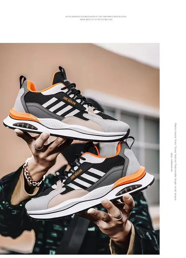 Atmungsaktive Mesh Sportschuhe Koreanischer Modetrend Reise-Laufschuhe Legere Herren-Sneaker Flacher Absatz Kreuzschnallen-Design