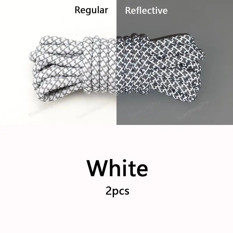 Rainbow Reflective Shoelaces Quality Sneakers Shoelaces Round Laces for Shoes Diameter 0.4cm 100/120/140/160cm 1Pair Shoestrings